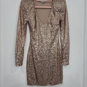 Fashion Nova Sequin Dress with Shoulder Pads
